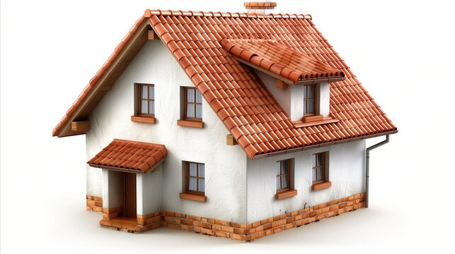 Charming Miniature House Model With Red Tiled Roof