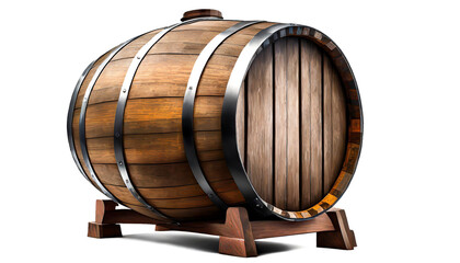 oak wine barrel isolated on white background, cutout