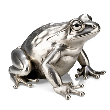 Silver frog on white background