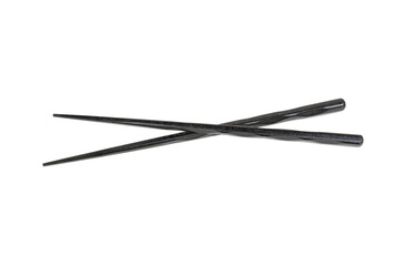 Black wooden chinese chopsticks isolated on white background