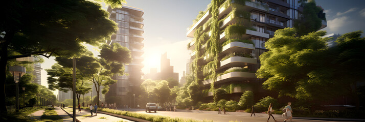 Urban Sanctuary: Modern Apartment Building Enhanced by Nature's Greenery