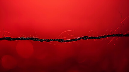 black rope on red background  - obrazy, fototapety, plakaty
