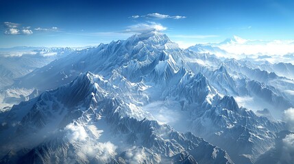 The environment: A majestic mountain range with snow-capped peaks