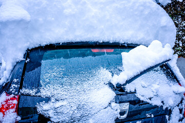 typical car in winter - frost - 766434789