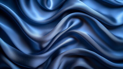 Obraz premium Navy blue silk satin. Silky shiny fabric. Dark luxury background with space for design. Banner. Wide. Long. Panoramic. Template. Empty. Flat lay, top view table. Beautiful. Elegant. Birthday.Christmas