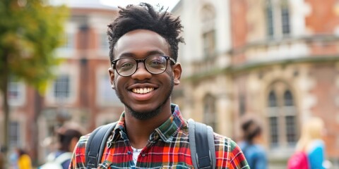 An image of university student smiling to camera in university