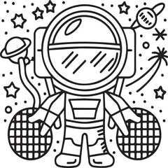 Outer space coloring pages for kids. Space coloring pages. Space outline vector