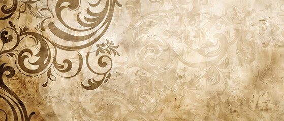 Elegant Vintage Baroque Wallpaper Design with Classic Floral Elements
