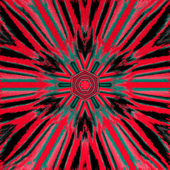 square format red and black hexagonal floral fantasy