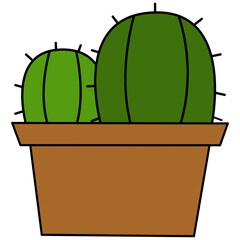 cactus in a pot. cactus with prickles. Flat, cartoon style. Vector and illustration.