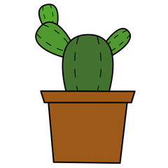 cactus in a pot. cactus with prickles. Flat, cartoon style. Vector and illustration.