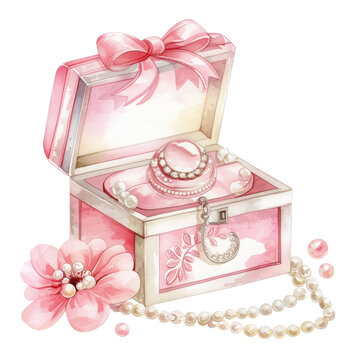 recommend clip art:  watercolor jewelry box with flowers , jewelry box