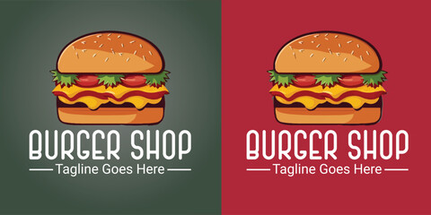 Vector burger shop logo template vector illustration of fast food logotype