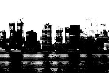 NEW YORK SILHOUETTE. Illustration vectorielle de gratte-ciel sous forme de lignes horizontales