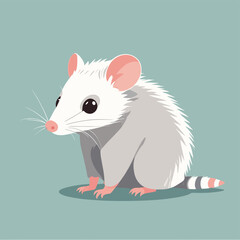 Cute opossum flat vector illustration