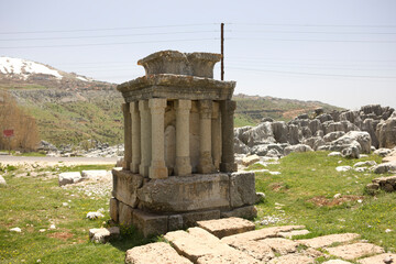 Ruins of Faqra Lebanon on a sunny spring day