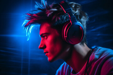 Nice deejay in da club turning dance music nightlife youth party entertainment Generative AI image