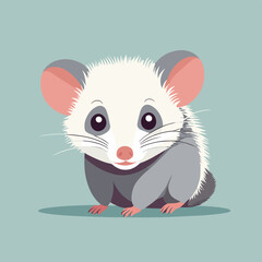 Cute opossum flat vector illustration