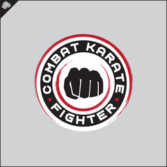 Emblem of karate. Martial art colored symbol, logo creative design emblem. Vector.