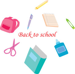 Welcome Back to school horizontal banner, doodle on paper background, vector illustration