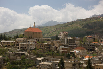 Fototapeta na wymiar Lebanon. Landscape on a cloudy spring day.