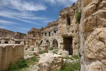 Lebanon. Ruins of the Baalbek Temple on a sunny spring day.