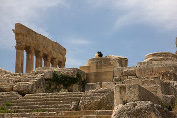 Lebanon. Ruins of the Baalbek Temple on a sunny spring day.