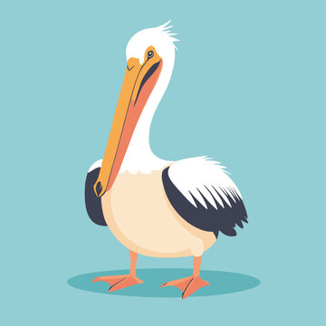 recommend clip art: Pelican cartoon illustration flat vector design