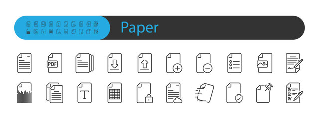 set of paper icons, document, office