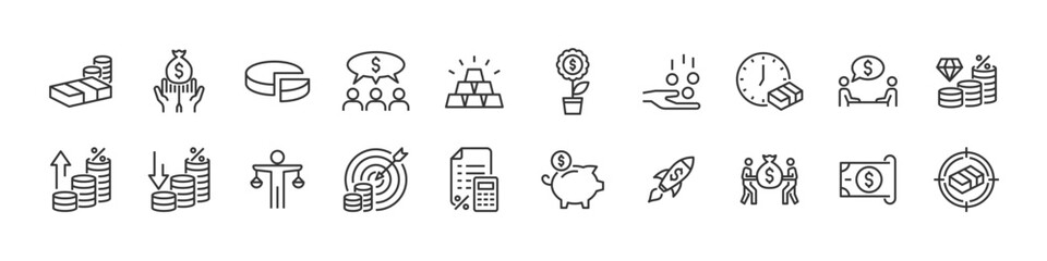 set of money icons, coin, finance,