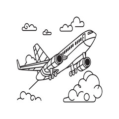 Airplane coloring pages. Airplane outline illustration