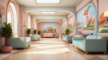 Retro Futuristic Hospital Waiting Room