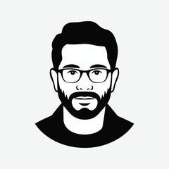 Man Face with Glass and Beard Vector art Illustration