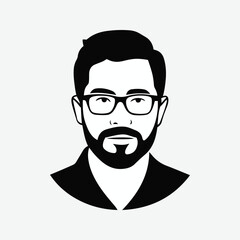 Man Face with Glass and Beard Vector art Illustration