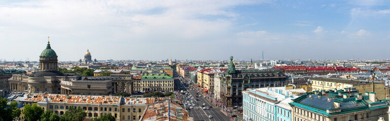 Panoramic view of Saint-Petersburg. Domes of Kazan Cathedral and Saint Isaac's Cathedral,...