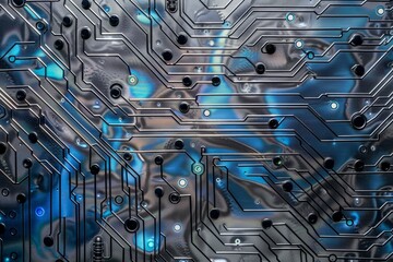 futuristic tech hardware circuit board background illustration. innovation network technology concept.   - obrazy, fototapety, plakaty