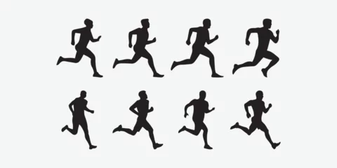 Tuinposter Running or jogging male silhouettes isolated on white background Vector Illustration © Sheuly