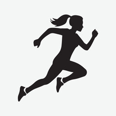 Isolated woman running silhouette on white Vector illustration