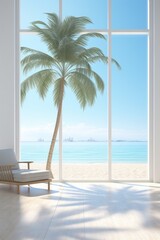 Palm tree in front of a beach house