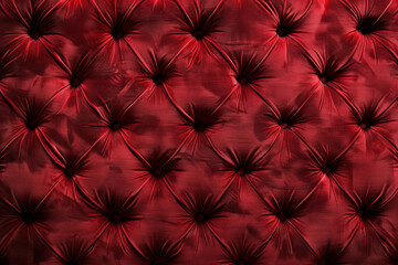 Noble red velvet Chesterfield style texture. Background image. Created with Generative AI technology.