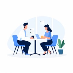 Illustration of two people having a meeting in a cafe