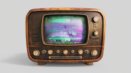 Retro television with glitch screen
