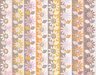 Sweet Floral seamless groovy pattern in retro style. Vintage  moodd ,Hand drawn pastel blossom Vector illustration - 766449301