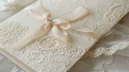 Charming vintage-inspired christening invitations with delicate lace detailing and embossed lettering, setting the tone for a timeless celebration.