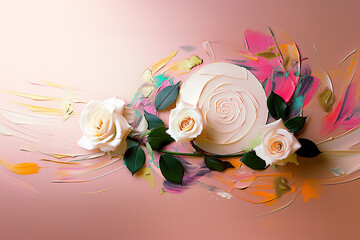 Abstract background with roses, copy space