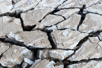 Closeup of the broken concrete slab at construction site. Сoncrete rubble from demolition