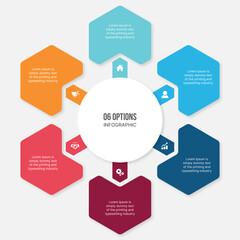 Infographic Template Design With 6 Steps, Process Workflow Diagram