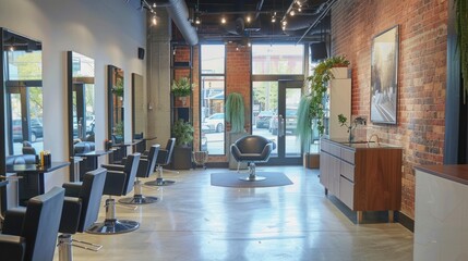 Imagine a salon that specializes in hair color transformations, with expert colorists using the latest techniques like balayage, ombre, and color melting,  - obrazy, fototapety, plakaty