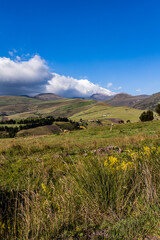 Fertile Andean landscapes in highlands near Cayambe volcano