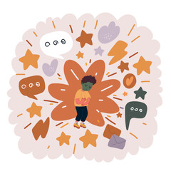 Cartoon vector illustration of Sick child.